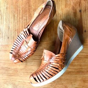 Brand new, genuine leather huarache wedges